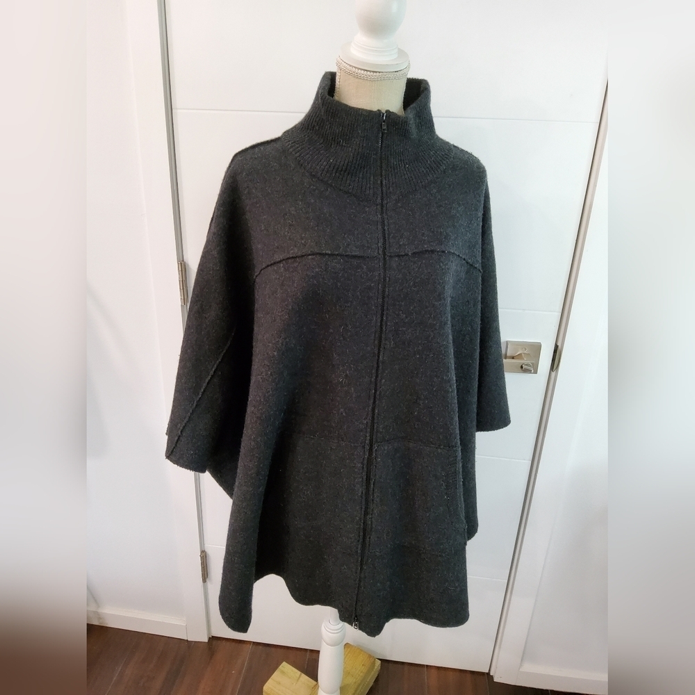 Eileen Fisher Boiled Wool Cover-Up Poncho Size M/L